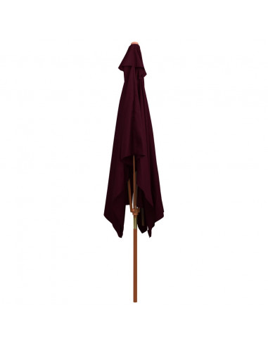 Ombrellone da Esterni con Palo in Legno 200x300 cm Rosso Bordò