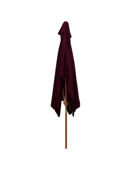 Ombrellone da Esterni con Palo in Legno 200x300 cm Rosso Bordò
