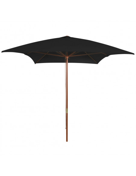 Ombrellone da Esterni con Palo in Legno 200x300 cm Nero