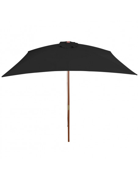 Ombrellone da Esterni con Palo in Legno 200x300 cm Nero