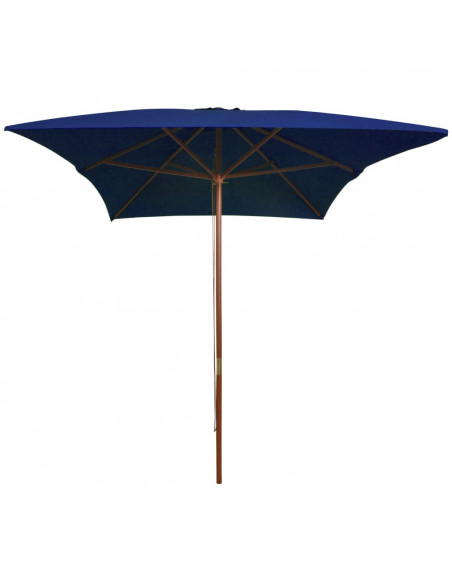 Ombrellone da Esterni con Palo in Legno 200x300 cm Blu
