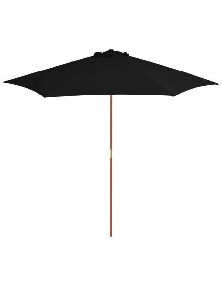 Ombrellone da Esterni con Palo in Legno 270 cm Nero