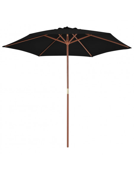 Ombrellone da Esterni con Palo in Legno 270 cm Nero