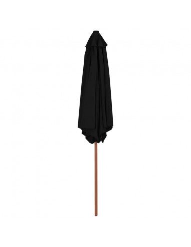 Ombrellone da Esterni con Palo in Legno 270 cm Nero