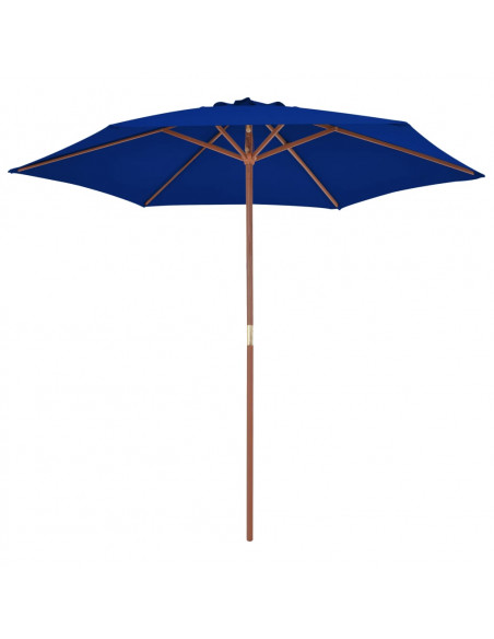 Ombrellone da Esterni con Palo in Legno Blu 270 cm