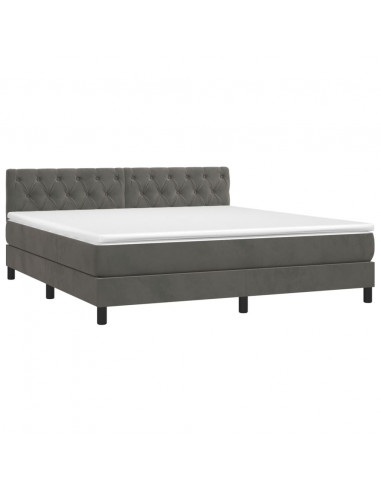 Giroletto a Molle con Materasso Grigio Scuro 160x200 cm Velluto