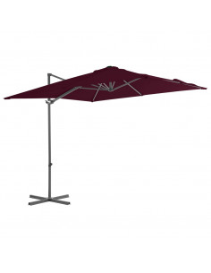 Ombrellone a Sbalzo con Palo in Acciaio 250x250 cm Rosso Bordò 2
