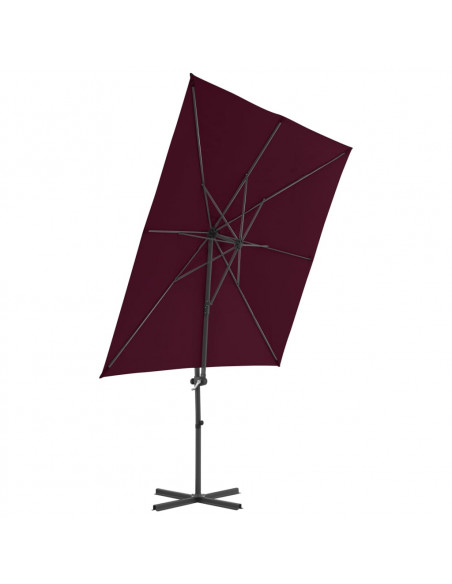 Ombrellone a Sbalzo con Palo in Acciaio 250x250 cm Rosso Bordò