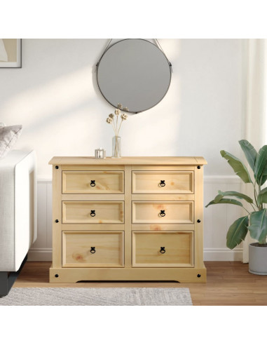 Cassettiera Corona 120x48x91 cm in Legno Massello di Pino