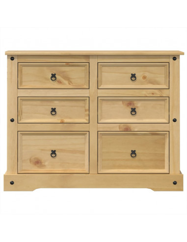 Cassettiera Corona 120x48x91 cm in Legno Massello di Pino