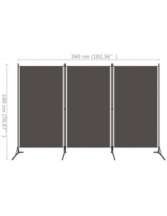 Paravento a 3 Pannelli Antracite 260x180 cm