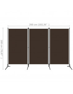 Paravento a 3 Pannelli Marrone 260x180 cm