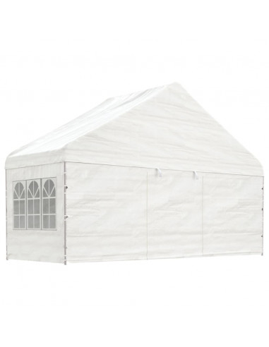 Gazebo con Tetto Bianco 5,88x2,23x3,75 m in Polietilene
