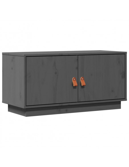 Mobile Porta TV Grigio 80x34x40 cm in Legno Massello di Pino