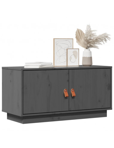 Mobile Porta TV Grigio 80x34x40 cm in Legno Massello di Pino