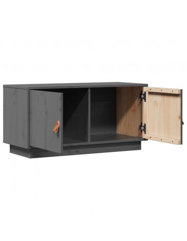 Mobile Porta TV Grigio 80x34x40 cm in Legno Massello di Pino