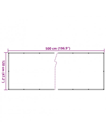 Paravento Balcone Antracite 120x500 cm Tessuto Oxford