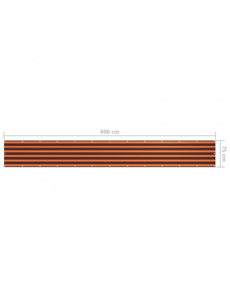 Paravento Balcone Arancione e Marrone 75x600 cm Tessuto Oxford