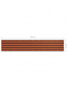 Paravento Balcone Arancione e Marrone 90x500 cm Tessuto Oxford