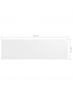 Paravento Balcone Bianco 120x400 cm Tessuto Oxford