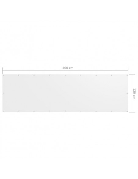 Paravento Balcone Bianco 120x400 cm Tessuto Oxford