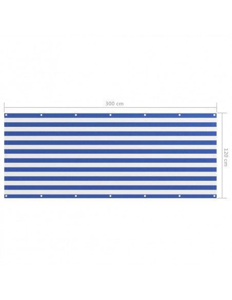 Paravento Balcone Bianco e Blu 120x300 cm Tessuto Oxford