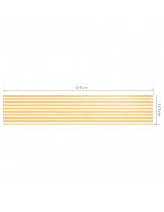 Paravento Balcone Bianco e Giallo 120x600 cm Tessuto Oxford