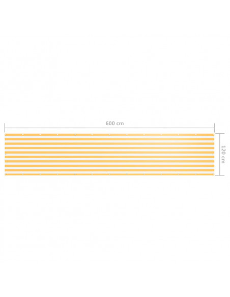 Paravento Balcone Bianco e Giallo 120x600 cm Tessuto Oxford