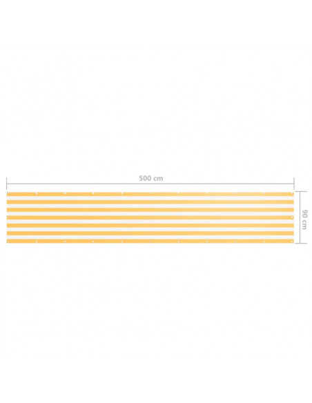 Paravento Balcone Bianco e Giallo 90x500 cm Tessuto Oxford