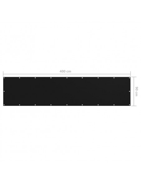 Paravento Balcone Nero 90x400 cm in Tessuto Oxford
