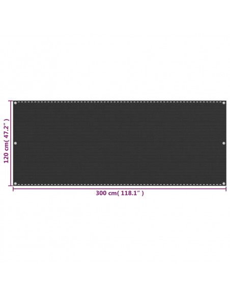 Paravento da Balcone Antracite 120x300 cm in HDPE