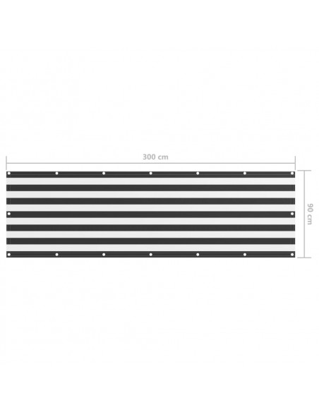 Paravento da Balcone Antracite e Bianco 90x300cm Tessuto Oxford