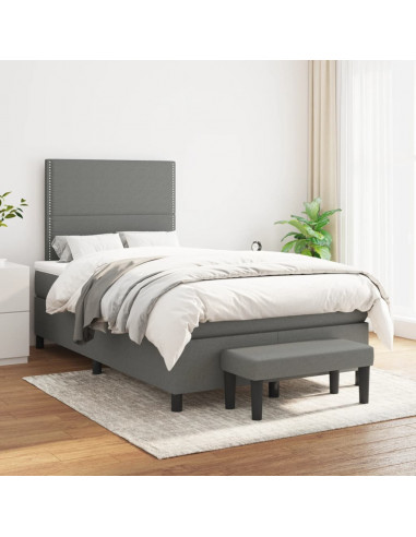 Giroletto a Molle con Materasso Grigio Scuro 120x190cm Tessuto