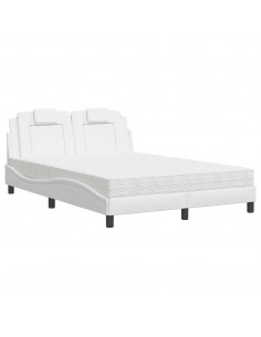 Letto con Materasso Bianco 140x200 cm in Similpelle 2