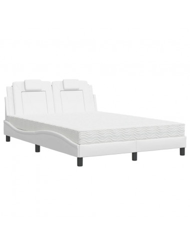 Letto con Materasso Bianco 140x200 cm in Similpelle