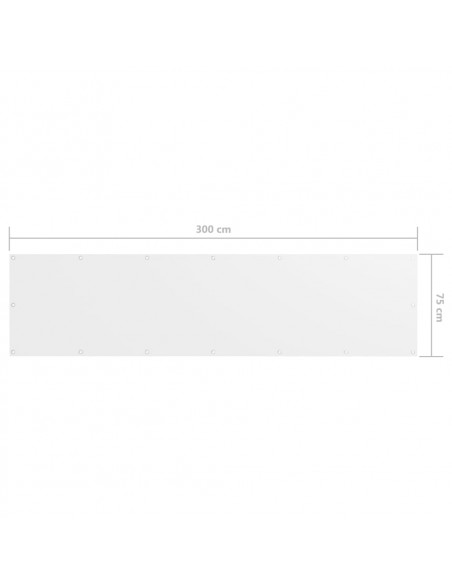 Paravento da Balcone Bianco 75x300 cm in Tessuto Oxford
