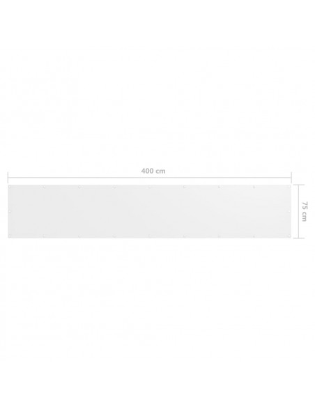 Paravento da Balcone Bianco 75x400 cm in Tessuto Oxford