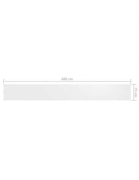 Paravento da Balcone Bianco 75x600 cm in Tessuto Oxford