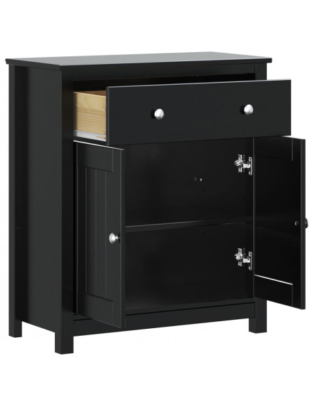 Mobile da Bagno BERG Nero 69,5x34x80 cm Legno Massello di Pino