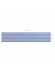 Paravento da Balcone Bianco e Blu 75x400 cm Tessuto Oxford
