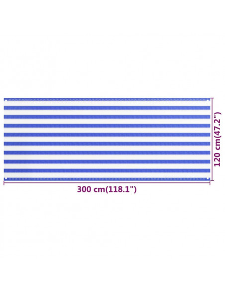 Paravento da Balcone Blu e Bianco 120x300 cm in HDPE