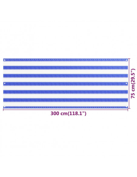 Paravento da Balcone Blu e Bianco 75x300 cm in HDPE