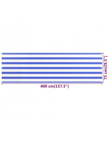 Paravento da Balcone Blu e Bianco 75x400 cm in HDPE