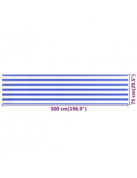 Paravento da Balcone Blu e Bianco 75x500 cm in HDPE