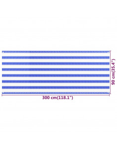 Paravento da Balcone Blu e Bianco 90x300 cm in HDPE