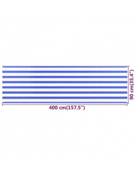 Paravento da Balcone Blu e Bianco 90x400 cm in HDPE