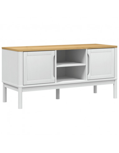 Mobile TV FLORO Bianca 114x43x55 cm in Legno Massello di Pino