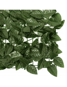 Paravento da Balcone con Foglie Verde Scuro 300x100 cm