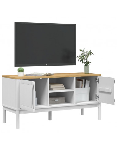 Mobile TV FLORO Bianca 114x43x55 cm in Legno Massello di Pino