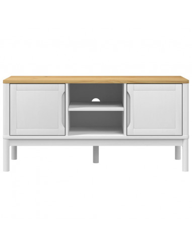 Mobile TV FLORO Bianca 114x43x55 cm in Legno Massello di Pino